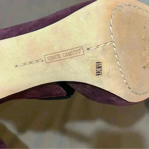 Vince Camuto Nigel Heels Sugar Plum Suede Pointy Toe Elastic Straps Sz 6.5 M - Picture 7 of 10